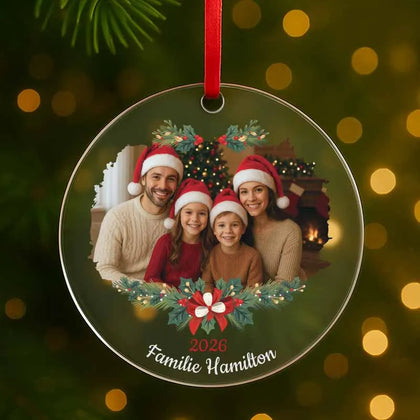 Personalisierter Weihnachtsbaumschmuck mit Foto, Widmung - Image 1